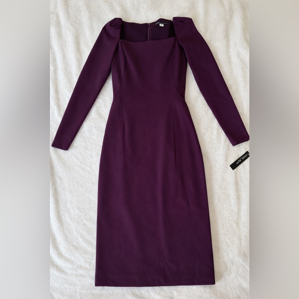 Antonio Melani Purple BlackBerry Long Sleeve Dress Professioanl, Elegany size 0 - Picture 2 of 8